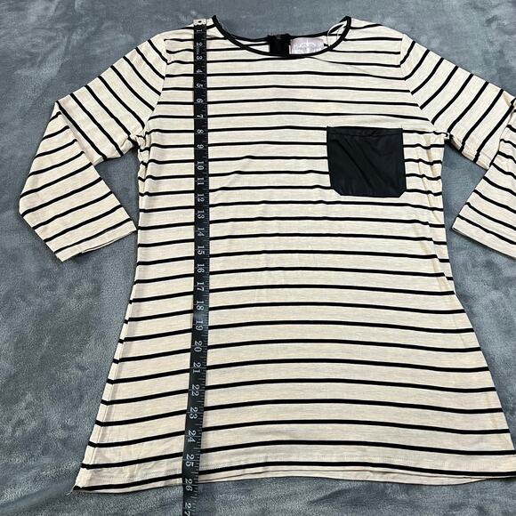 Romeo & Juliet Couture Crewneck Stripe Faux Leather Trim Top Size Small NEW - Picture 9 of 9
